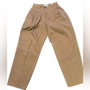 Y2K KHAKI HIGH WAIST CARGO PANTS PLEATED SLIGHT BARREL LEG BY MIXED BLUE SIZE 7